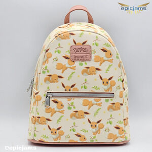 Loungefly Pokemon Eevee Floral Leaves AOP Mini Backpack Back New